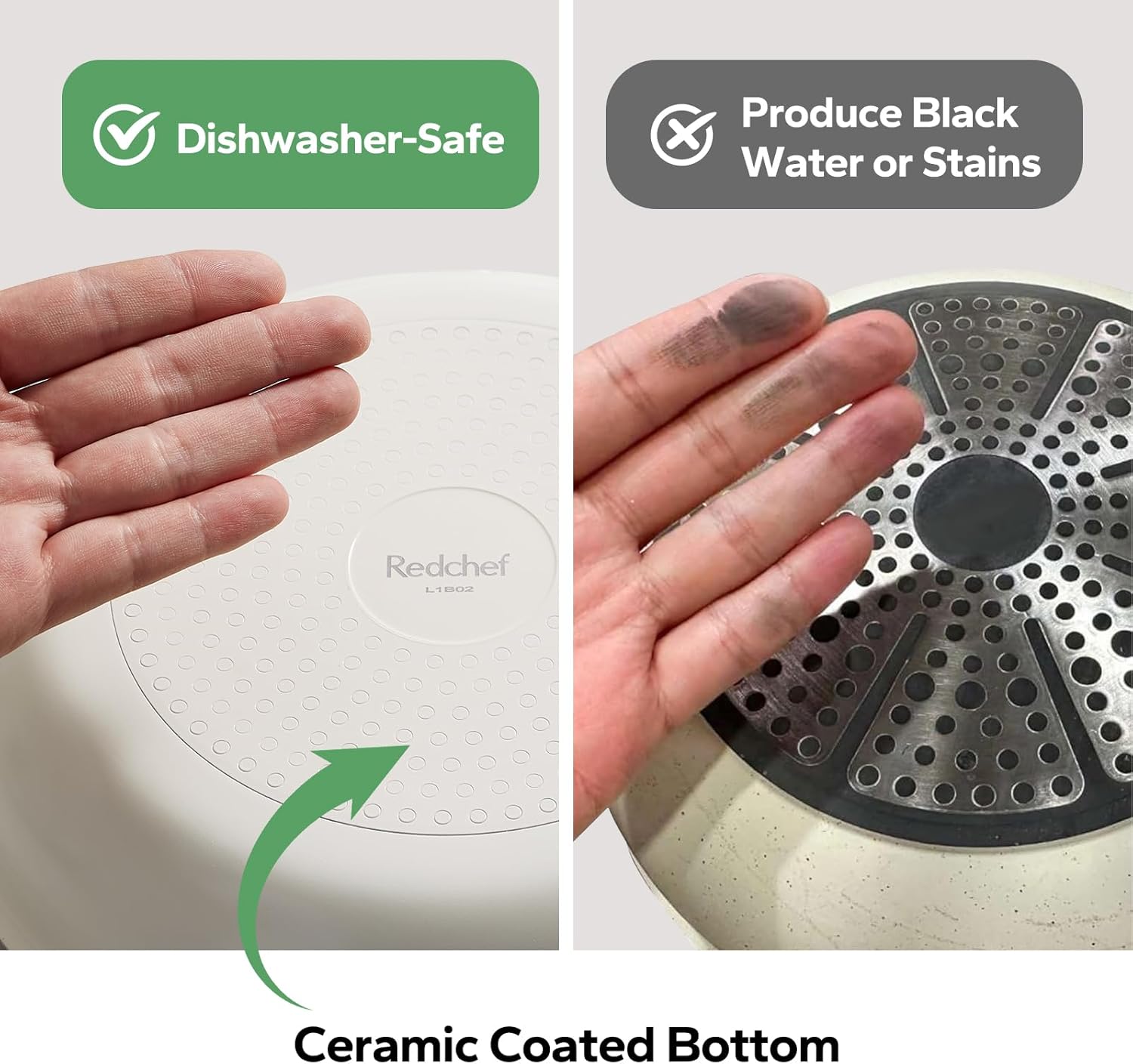 Redchef Ceramic Pots and Pans Set Non Stick, Nonstick Kitchen Cookware Sets, Non Toxic Pots and Pans Set Non Stick, PFAS PFOA & PTFE Free, Detachable Handle Pots and Pans 5 Piece, RV Cookware - Image 4