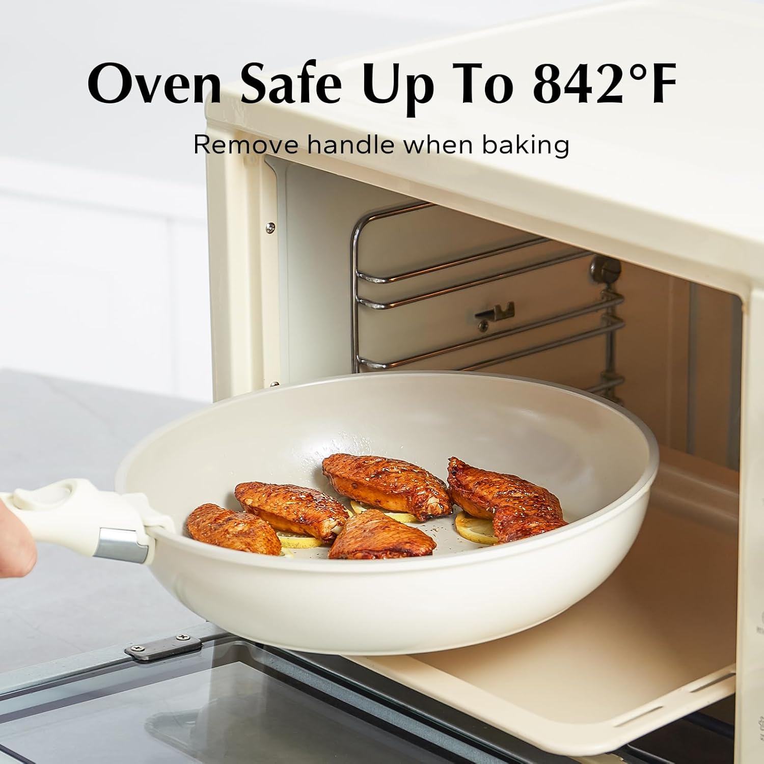 Redchef Ceramic Pots and Pans Set Non Stick, Nonstick Kitchen Cookware Sets, Non Toxic Pots and Pans Set Non Stick, PFAS PFOA & PTFE Free, Detachable Handle Pots and Pans 5 Piece, RV Cookware - Image 7