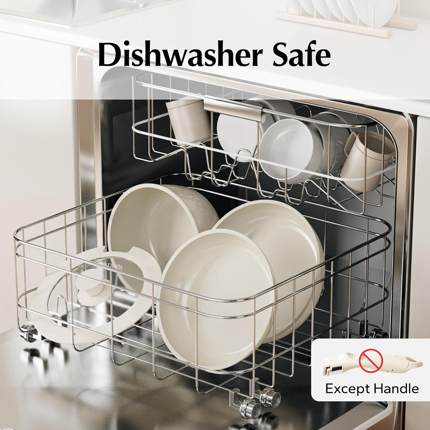 Redchef Ceramic Pots and Pans Set Non Stick, Nonstick Kitchen Cookware Sets, Non Toxic Pots and Pans Set Non Stick, PFAS PFOA & PTFE Free, Detachable Handle Pots and Pans 5 Piece, RV Cookware - Image 8